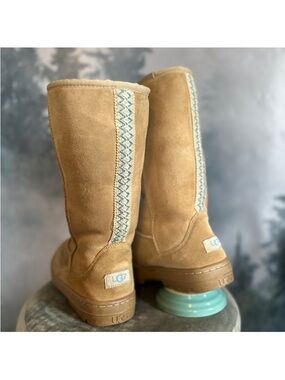 UGG Chestnut Suede Shearling Fold-Over Boots